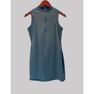 Skims Sport Dress Sleeveless Gray Zip-Front Mock Neck Dress Size L